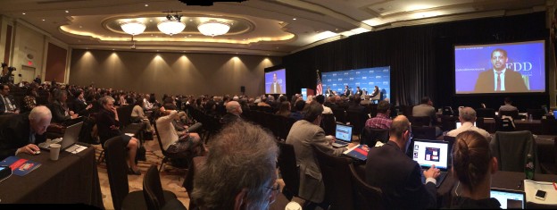 A panoramic view of the crowd during the Foundation for Defense of Democracies' 2015 Washington Forum media panel on April 16. (Jennifer-Leigh Oprihory/MEDILL NSJI)