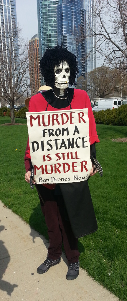 A protester outside Boeing Co.'s 2013 annual shareholder meeting in May Ashley Lapin/MEDILL