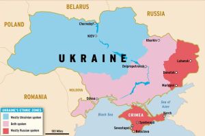This map explains the ethnic boundaries within Ukraine, as described by the primary language spoken. courtesy of the mirror.co.uk 