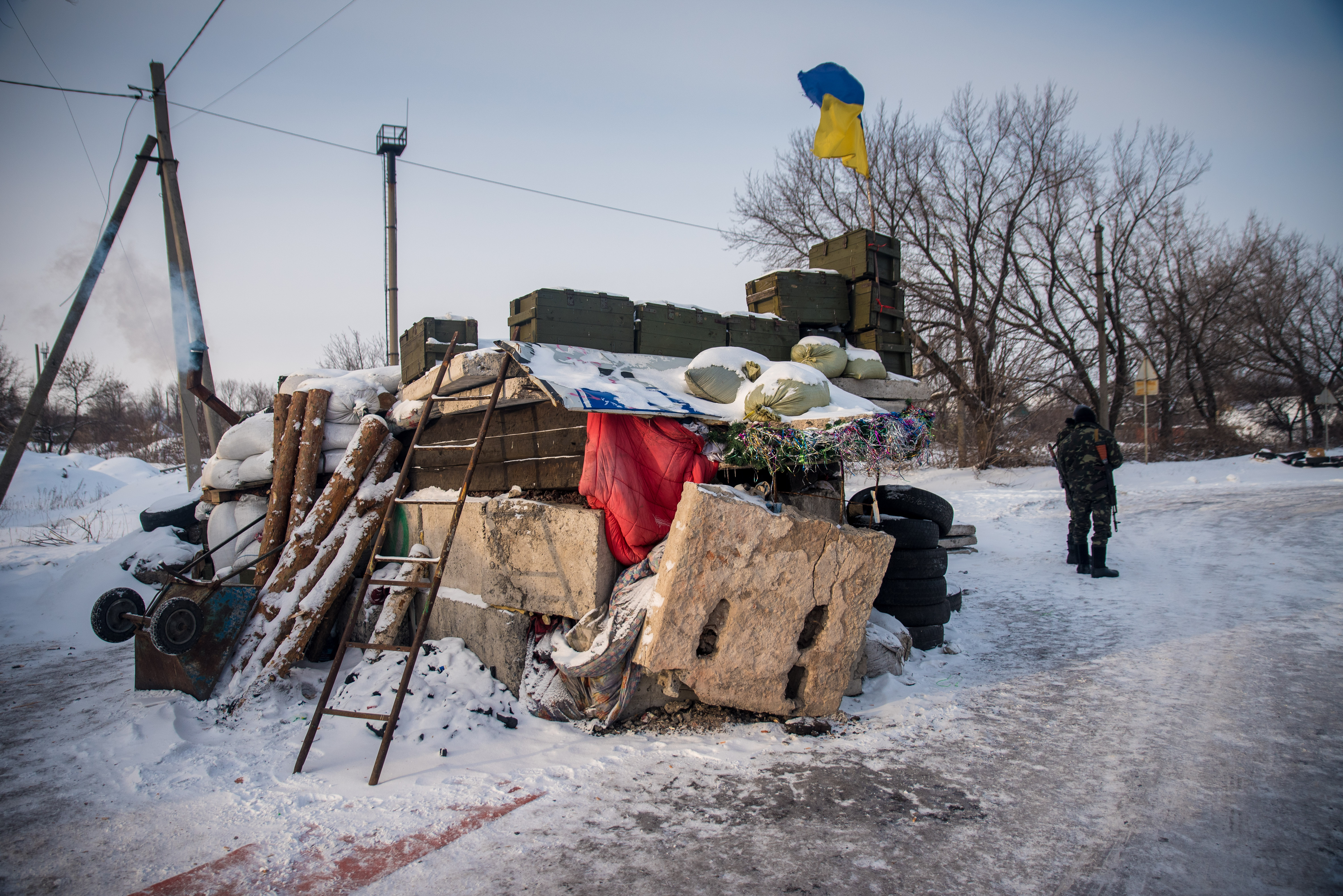 1/9: A typical looking checkpoint structure near Debaltseve. (Photo Credit: James Sprankle)