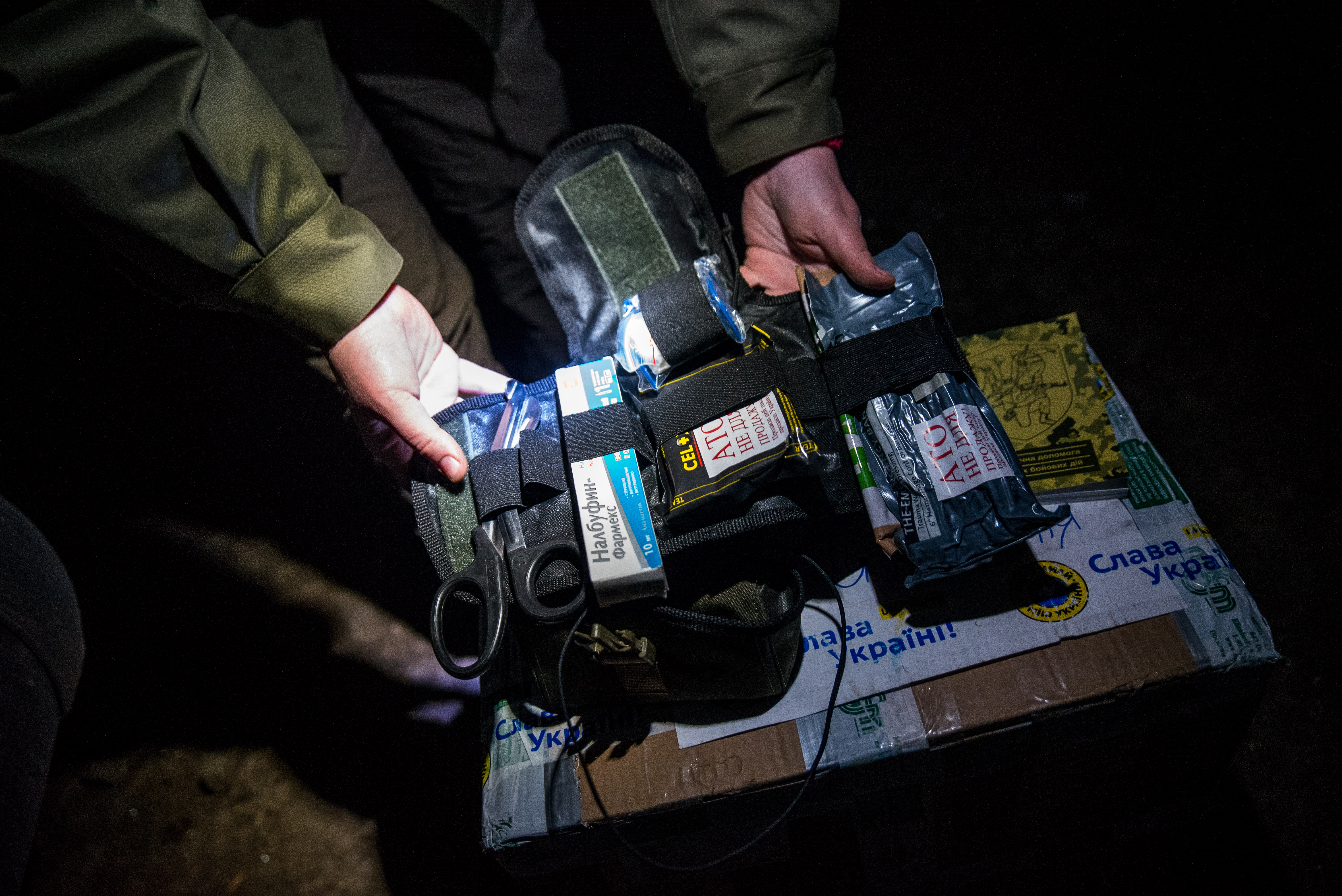 2/18: Your typical field medical kit complete with bandages and Celox. (Photo Credit: James Sprankle)