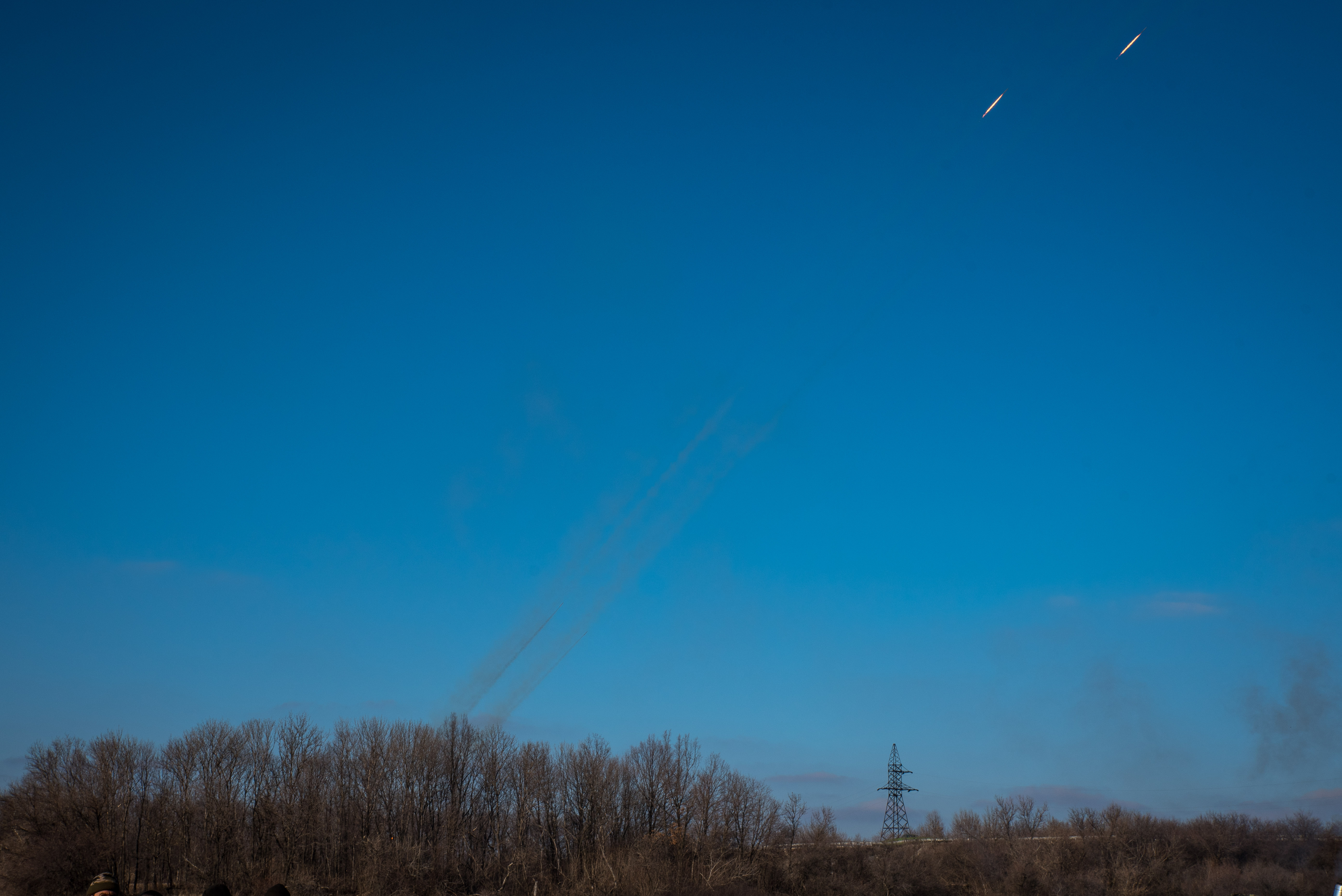 2/20: Ukrainians fire Grad rockets into Debaltseve after its occupation by pro-Russian separatist forces. Always good to keep in mind that rocket strikes usually illicit a response. (Photo Credit: James Sprankle)