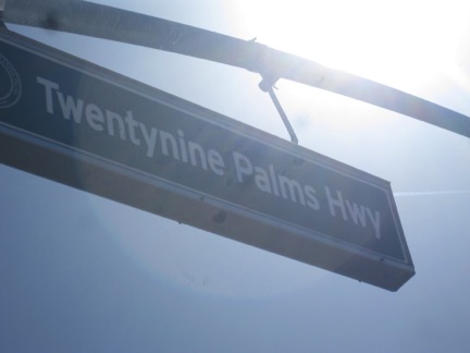  Street sign marking the way to Twentynine Palms base. (Nicole Kunshek/MEDILL)