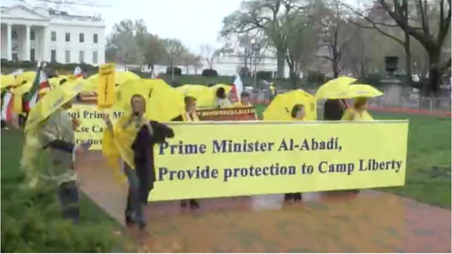 Protestors rallied outside the White House on Tuesday, calling for the U.S. to protect 2,500 Mojahedin-e-Khalq (MEK) at Camp Liberty in Iraq. (Mary Lee/MEDILL)