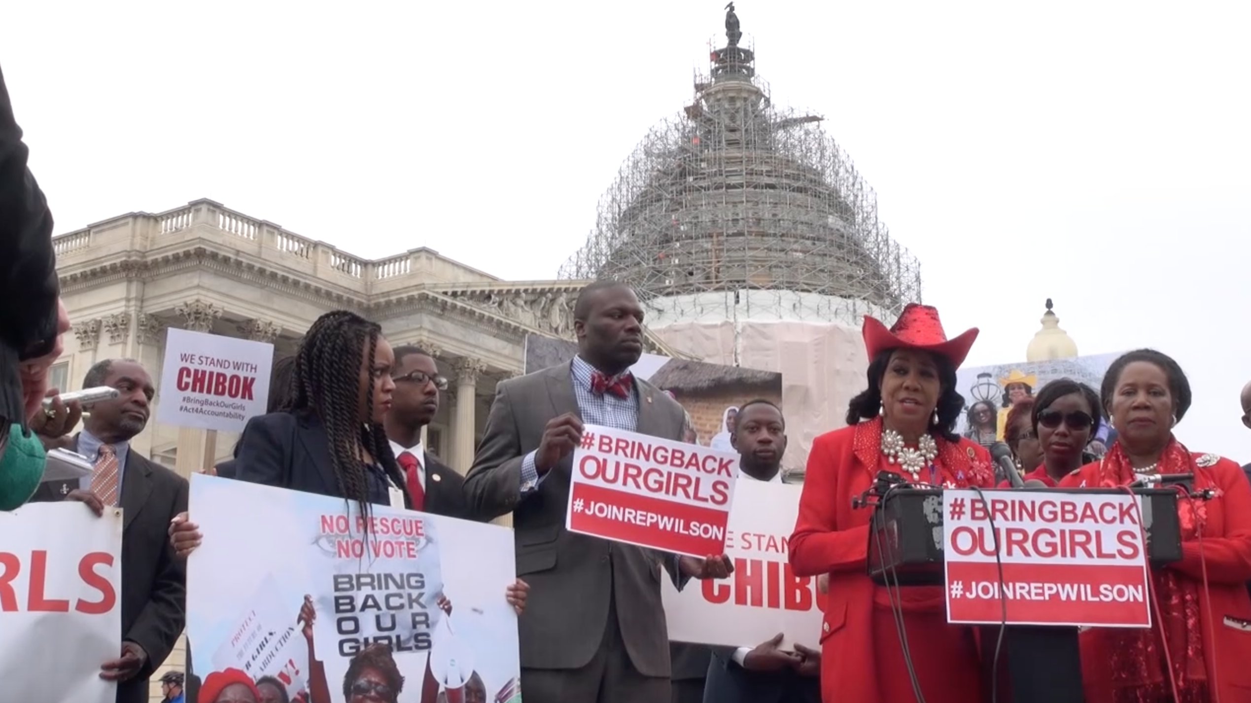 Rep. Federica Wilson, (D) - Florida, is giving a speech Wednesday at the Capitol to remind people of the Nigerian schoolgirls who were kidnapped by Boko Haram one year ago. (Andersen Xia/MEDILL)