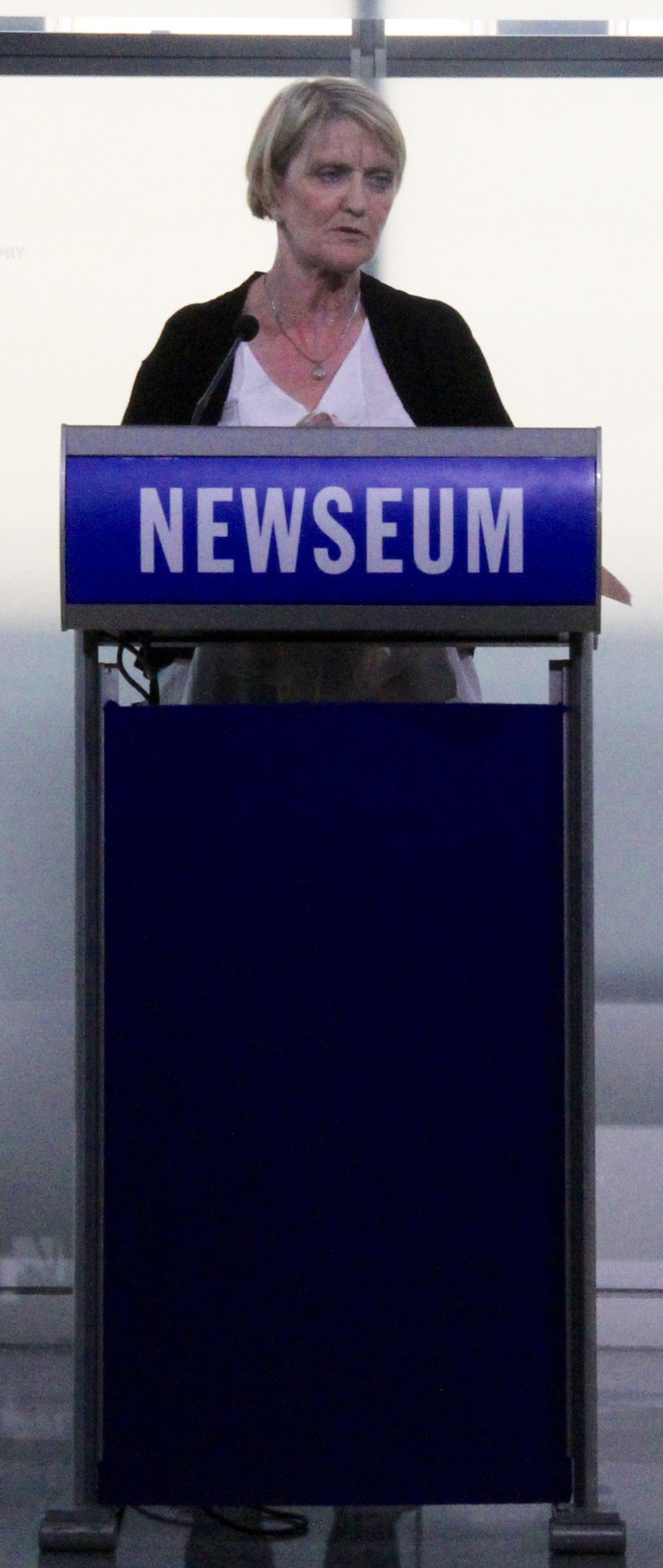 Kathy Gannon, Associated Press correspondent, at the Newseum’s Journalists Memorial Monday. (Ramsen Shamon/MEDILL NSJI)