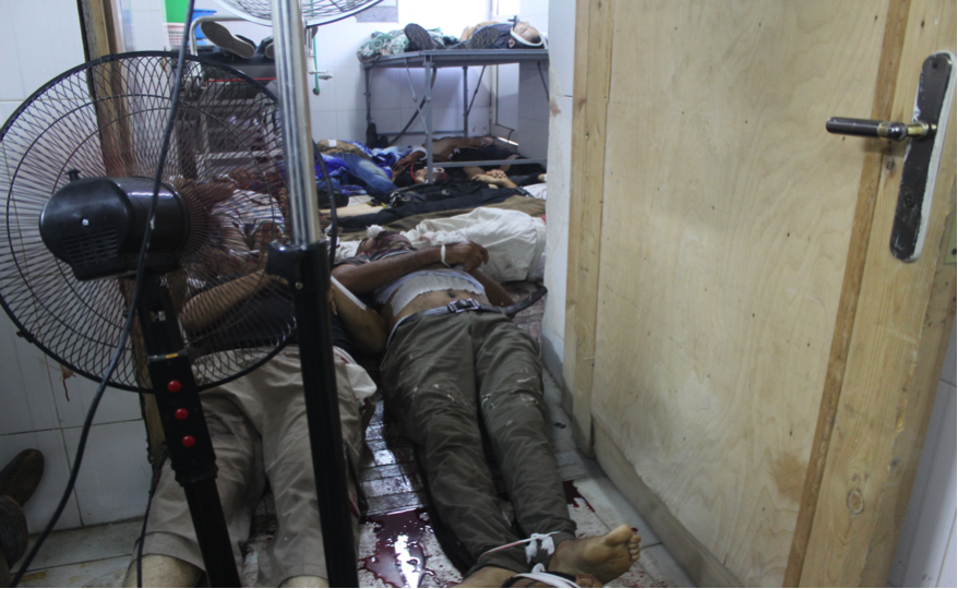 Bodies lie in a makeshift morgue in the basement of Rabaa field Hospital, near the sire of one of the two sit-ins on behalf of ousted Egyptian President Mohamed Morsi, Wed, August 14, 2013. This is where I bumped into Sarah. (Amina Ismail/MCT) http://gtty.im/1UTdoBy 